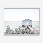 Shop Blue Boat Shed Photo Canvas Print a coastal themed photography framed stretched canvas print from The Print Emporium wall artwork collection - Buy Australian made prints for the home and your interior decor space, TPE-848-CA-35X46-NF