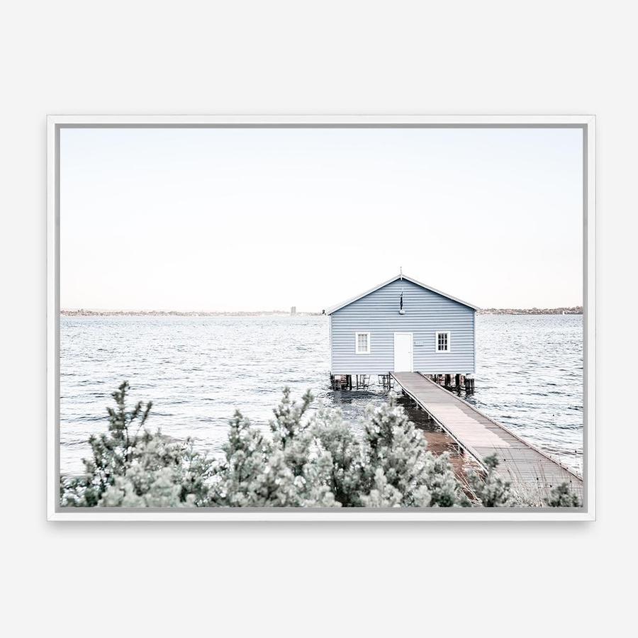 Shop Blue Boat Shed Photo Canvas Print a coastal themed photography framed stretched canvas print from The Print Emporium wall artwork collection - Buy Australian made prints for the home and your interior decor space, TPE-848-CA-35X46-NF