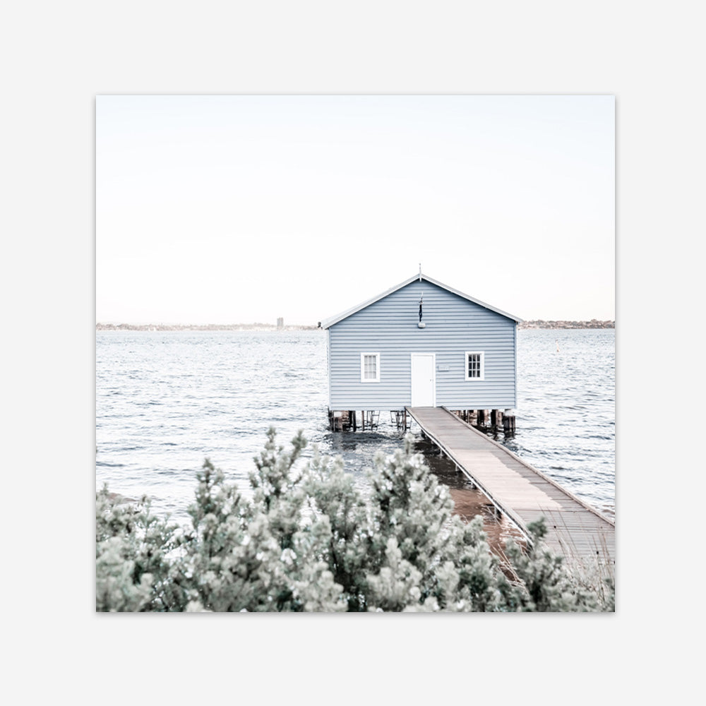 Shop Blue Boat Shed (Square) Photo Art Print a coastal themed photography wall art print from The Print Emporium wall artwork collection - Buy Australian made fine art poster and framed prints for the home and your interior decor, TPE-1054-AP