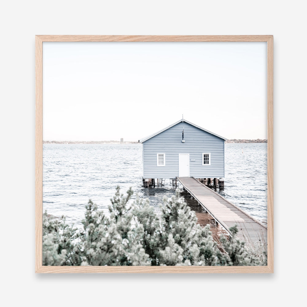 Shop Blue Boat Shed (Square) Photo Art Print a coastal themed photography wall art print from The Print Emporium wall artwork collection - Buy Australian made fine art poster and framed prints for the home and your interior decor, TPE-1054-AP