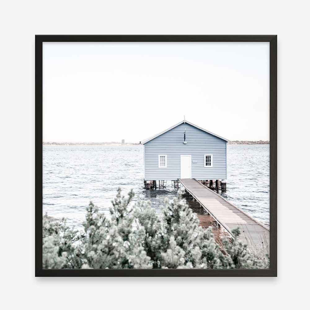 Shop Blue Boat Shed (Square) Photo Art Print a coastal themed photography wall art print from The Print Emporium wall artwork collection - Buy Australian made fine art poster and framed prints for the home and your interior decor, TPE-1054-AP