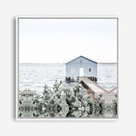 Shop Blue Boat Shed (Square) Photo Canvas Print a coastal themed photography framed stretched canvas print from The Print Emporium wall artwork collection - Buy Australian made prints for the home and your interior decor space, TPE-1054-CA-40X40-NF