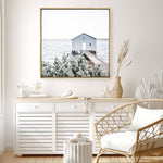 Shop Blue Boat Shed (Square) Photo Canvas Print a coastal themed photography framed stretched canvas print from The Print Emporium wall artwork collection - Buy Australian made prints for the home and your interior decor space, TPE-1054-CA-40X40-NF