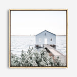 Shop Blue Boat Shed (Square) Photo Canvas Print a coastal themed photography framed stretched canvas print from The Print Emporium wall artwork collection - Buy Australian made prints for the home and your interior decor space, TPE-1054-CA-40X40-NF