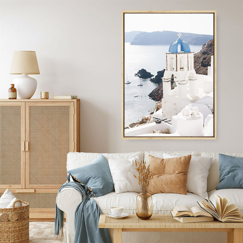 Shop Blue Dome Church Photo Canvas Print a coastal themed photography framed stretched canvas print from The Print Emporium wall artwork collection - Buy Australian made prints for the home and your interior decor space, TPE-1347-CA-35X46-NF