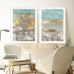 Shop Blue Gold I Art Print a painted abstract themed wall art print from The Print Emporium wall artwork collection - Buy Australian made fine art painting style poster and framed prints for the home and your interior decor room, TPE-PC-WZ076-AP