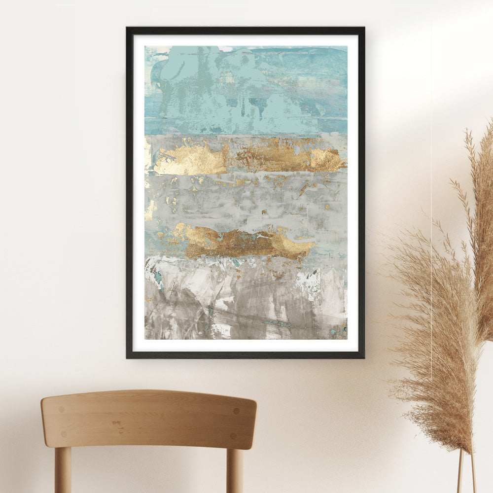 Shop Blue Gold I Art Print a painted abstract themed wall art print from The Print Emporium wall artwork collection - Buy Australian made fine art painting style poster and framed prints for the home and your interior decor room, TPE-PC-WZ076-AP