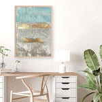 Shop Blue Gold I Art Print a painted abstract themed wall art print from The Print Emporium wall artwork collection - Buy Australian made fine art painting style poster and framed prints for the home and your interior decor room, TPE-PC-WZ076-AP