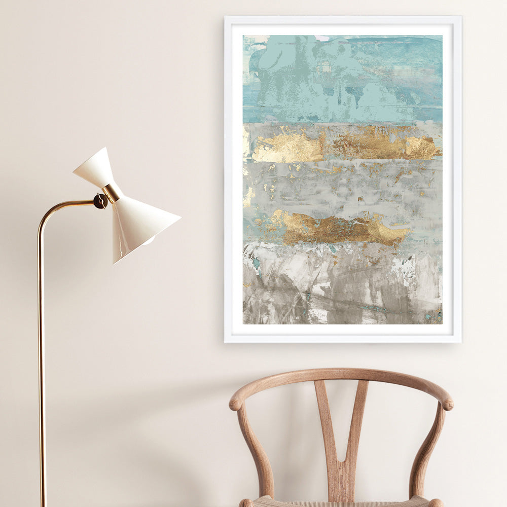 Shop Blue Gold I Art Print a painted abstract themed wall art print from The Print Emporium wall artwork collection - Buy Australian made fine art painting style poster and framed prints for the home and your interior decor room, TPE-PC-WZ076-AP