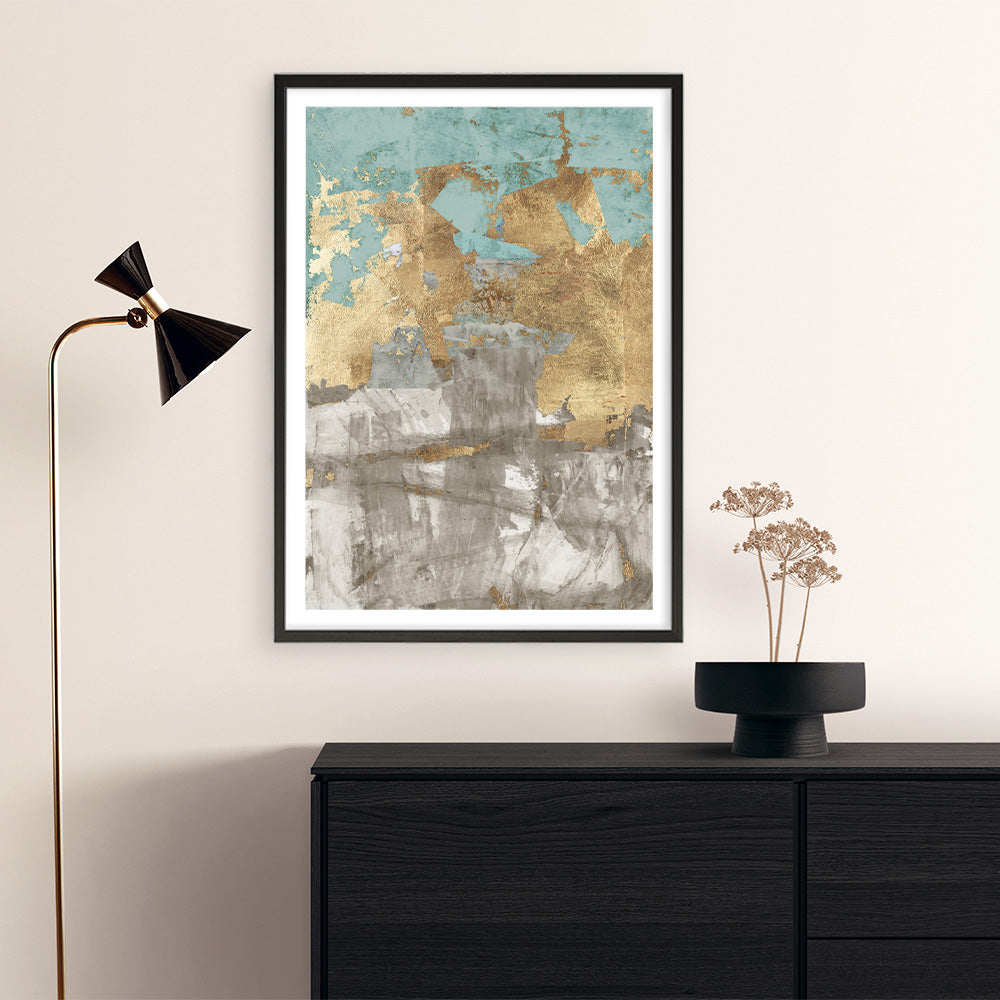 Shop Blue Gold II Art Print a painted abstract themed wall art print from The Print Emporium wall artwork collection - Buy Australian made fine art painting style poster and framed prints for the home and your interior decor room, TPE-PC-WZ077-AP