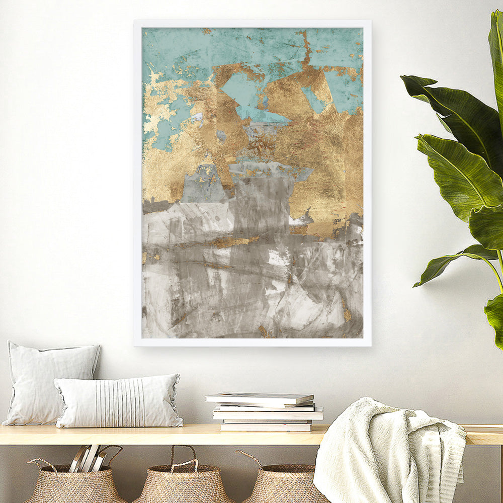 Shop Blue Gold II Art Print a painted abstract themed wall art print from The Print Emporium wall artwork collection - Buy Australian made fine art painting style poster and framed prints for the home and your interior decor room, TPE-PC-WZ077-AP