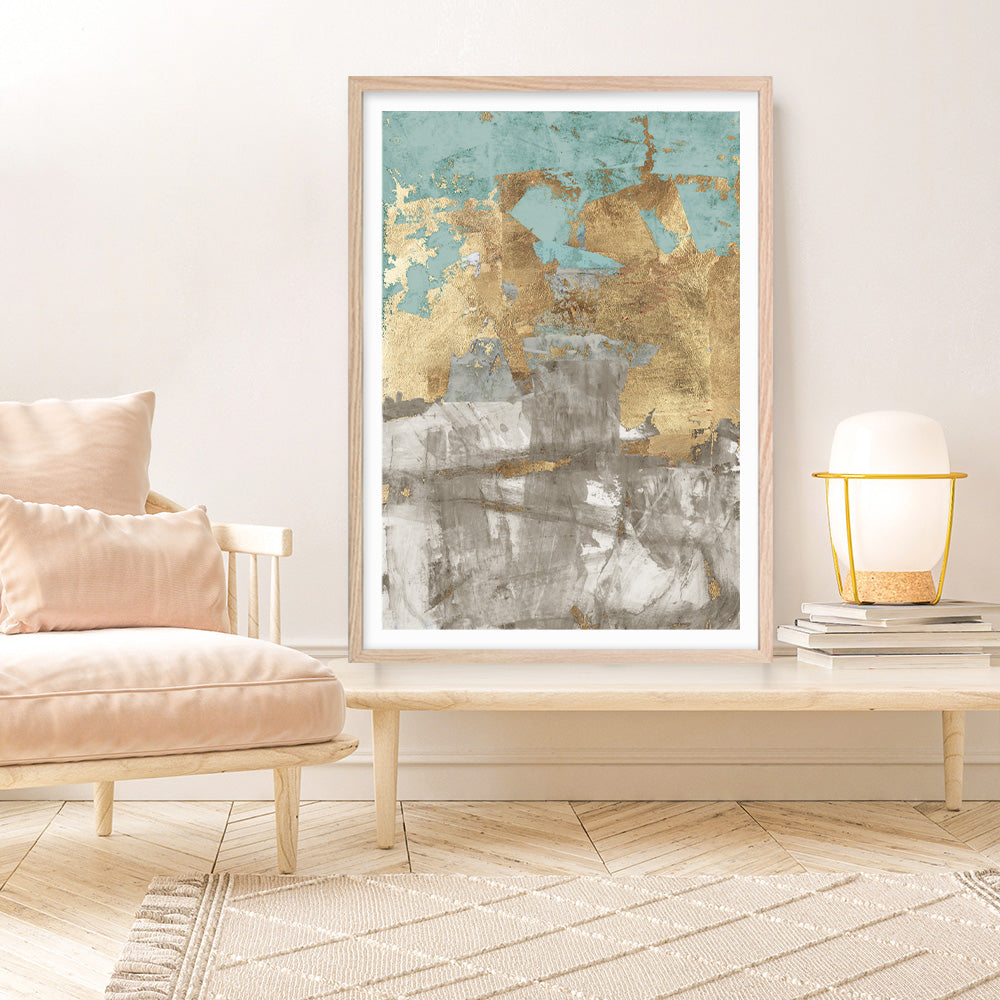 Shop Blue Gold II Art Print a painted abstract themed wall art print from The Print Emporium wall artwork collection - Buy Australian made fine art painting style poster and framed prints for the home and your interior decor room, TPE-PC-WZ077-AP