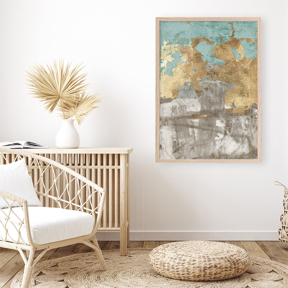 Shop Blue Gold II Art Print a painted abstract themed wall art print from The Print Emporium wall artwork collection - Buy Australian made fine art painting style poster and framed prints for the home and your interior decor room, TPE-PC-WZ077-AP