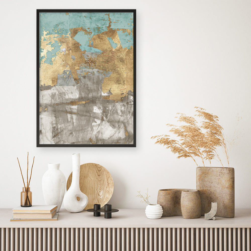 Shop Blue Gold II Art Print a painted abstract themed wall art print from The Print Emporium wall artwork collection - Buy Australian made fine art painting style poster and framed prints for the home and your interior decor room, TPE-PC-WZ077-AP