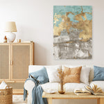 Shop Blue Gold II Canvas Print a painted abstract themed framed canvas wall art print from The Print Emporium artwork collection - Buy Australian made fine art painting style stretched canvas prints for the home and your interior decor space, TPE-PC-WZ077-CA-35X46-NF