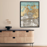 Shop Blue Gold II Canvas Print a painted abstract themed framed canvas wall art print from The Print Emporium artwork collection - Buy Australian made fine art painting style stretched canvas prints for the home and your interior decor space, TPE-PC-WZ077-CA-35X46-NF