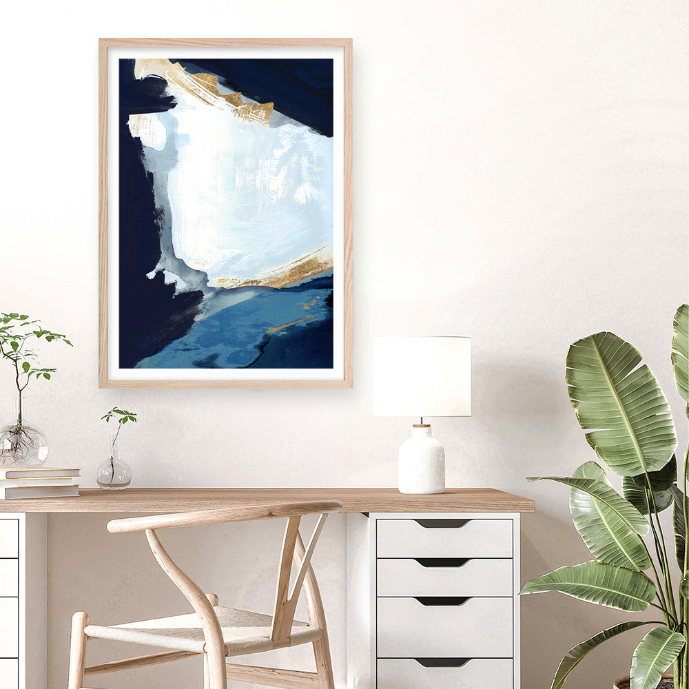 Shop Blue in Gold III Art Print a painted abstract themed wall art print from The Print Emporium wall artwork collection - Buy Australian made fine art painting style poster and framed prints for the home and your interior decor room, TPE-PC-WZ120-AP