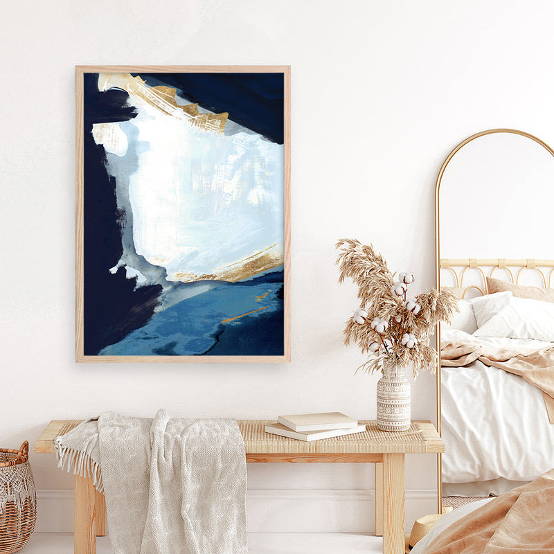 Shop Blue in Gold III Art Print a painted abstract themed wall art print from The Print Emporium wall artwork collection - Buy Australian made fine art painting style poster and framed prints for the home and your interior decor room, TPE-PC-WZ120-AP