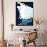 Shop Blue in Gold III Canvas Print a painted abstract themed framed canvas wall art print from The Print Emporium artwork collection - Buy Australian made fine art painting style stretched canvas prints for the home and your interior decor space, TPE-PC-WZ120-CA-35X46-NF