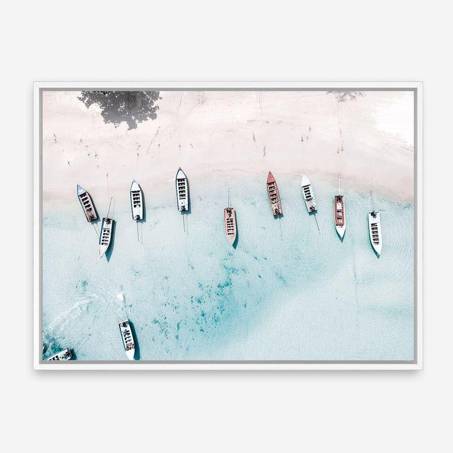 Shop Boats From Above Photo Canvas Print a coastal themed photography framed stretched canvas print from The Print Emporium wall artwork collection - Buy Australian made prints for the home and your interior decor space, TPE-793-CA-35X46-NF