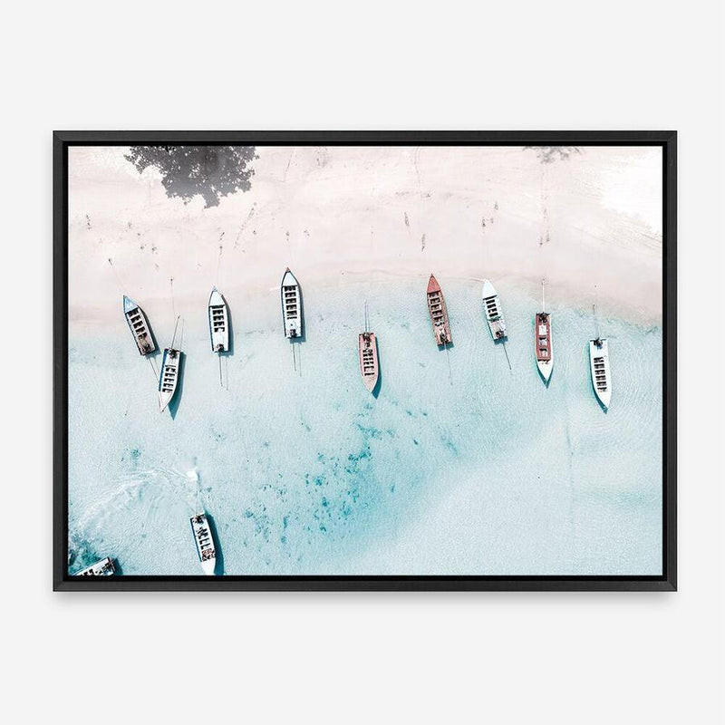 Shop Boats From Above Photo Canvas Print a coastal themed photography framed stretched canvas print from The Print Emporium wall artwork collection - Buy Australian made prints for the home and your interior decor space, TPE-793-CA-35X46-NF