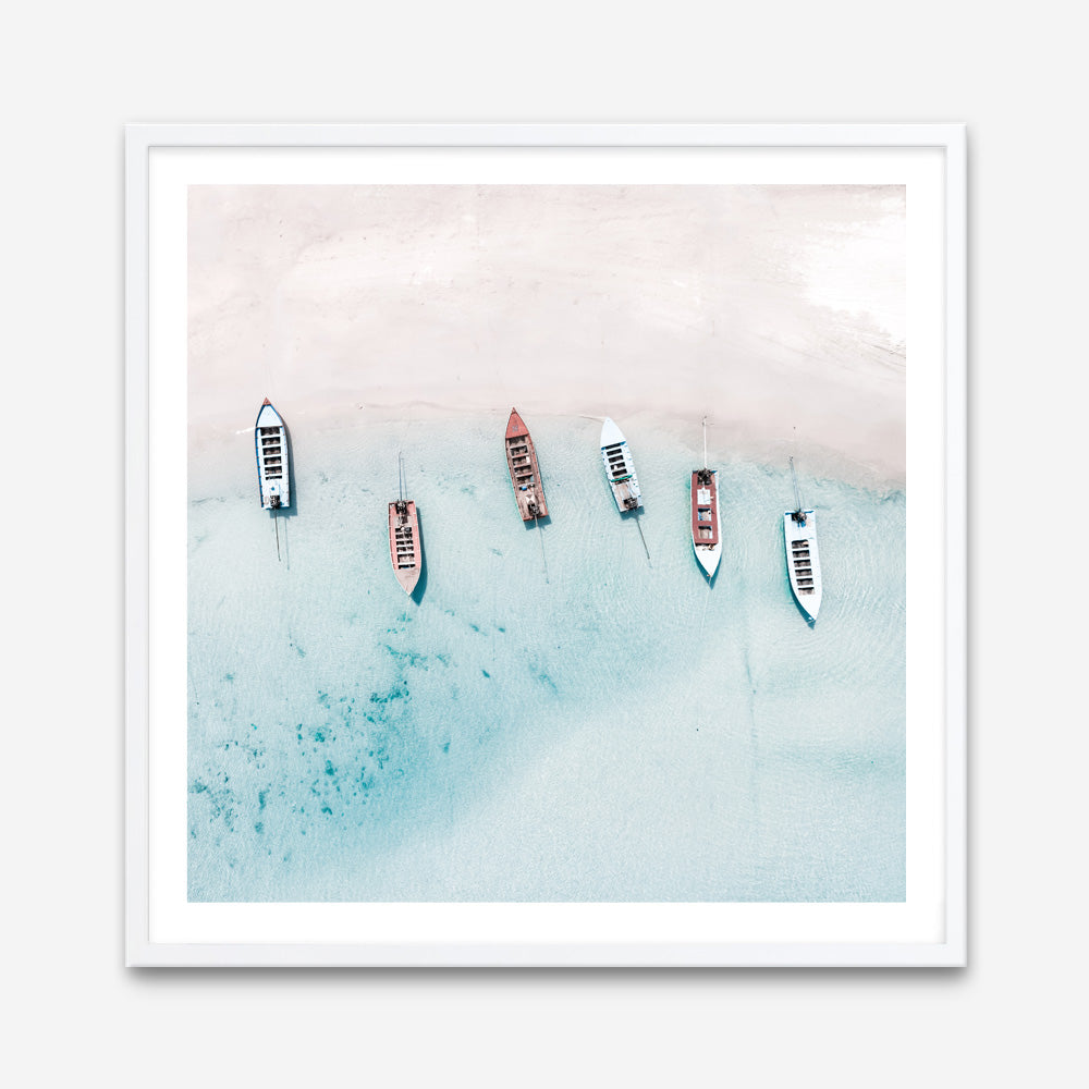 Shop Boats From Above (Square) Photo Art Print a coastal themed photography wall art print from The Print Emporium wall artwork collection - Buy Australian made fine art poster and framed prints for the home and your interior decor, TPE-794-AP