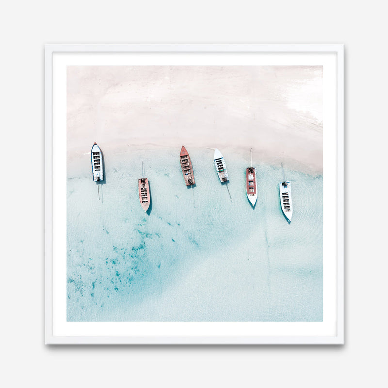 Shop Boats From Above (Square) Photo Art Print a coastal themed photography wall art print from The Print Emporium wall artwork collection - Buy Australian made fine art poster and framed prints for the home and your interior decor, TPE-794-AP
