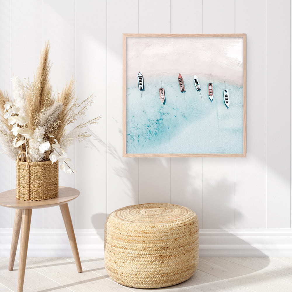 Shop Boats From Above (Square) Photo Art Print a coastal themed photography wall art print from The Print Emporium wall artwork collection - Buy Australian made fine art poster and framed prints for the home and your interior decor, TPE-794-AP