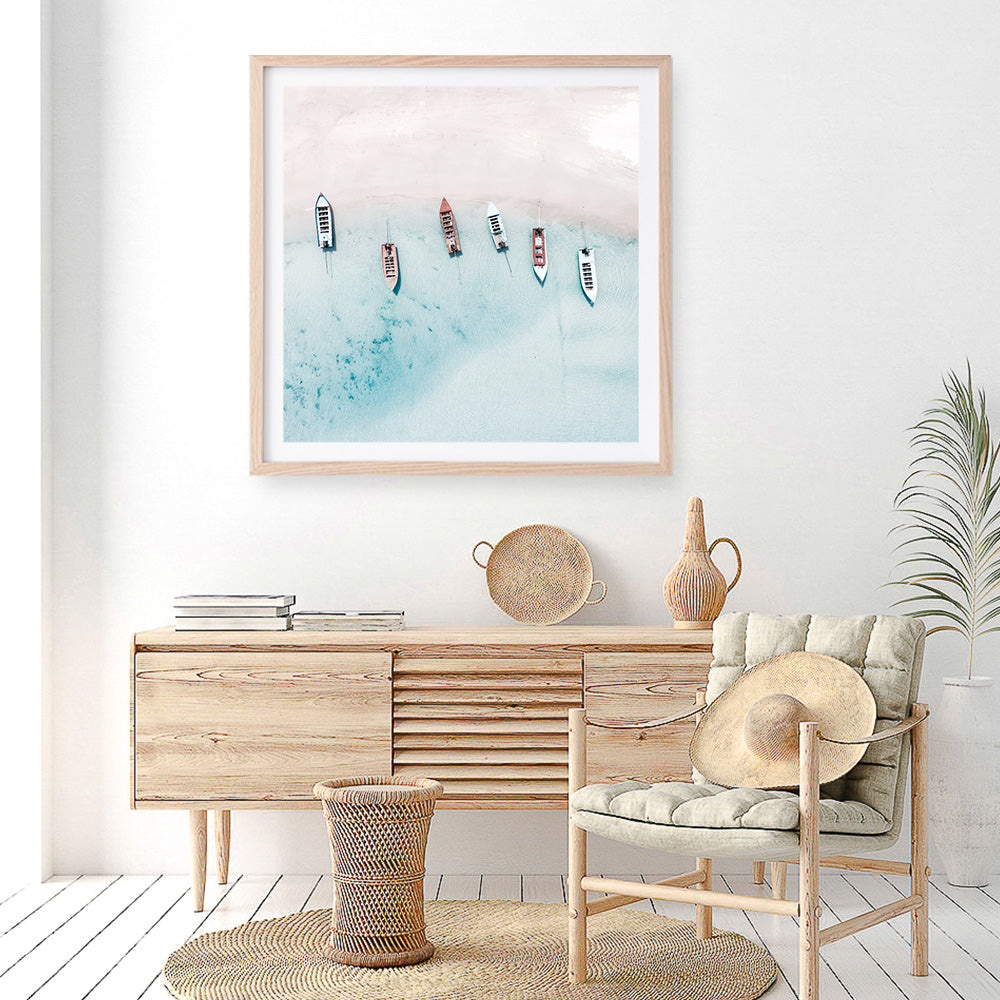 Shop Boats From Above (Square) Photo Art Print a coastal themed photography wall art print from The Print Emporium wall artwork collection - Buy Australian made fine art poster and framed prints for the home and your interior decor, TPE-794-AP