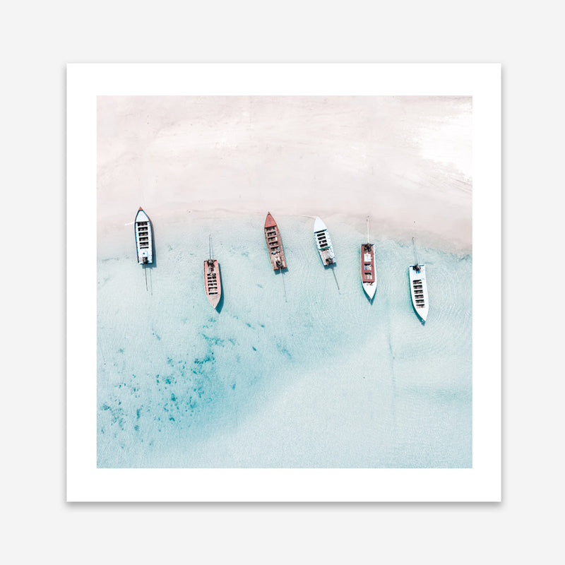 Shop Boats From Above (Square) Photo Art Print a coastal themed photography wall art print from The Print Emporium wall artwork collection - Buy Australian made fine art poster and framed prints for the home and your interior decor, TPE-794-AP