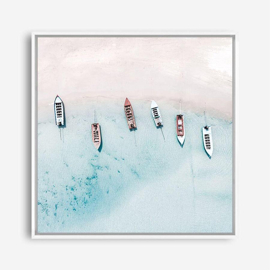 Shop Boats From Above (Square) Photo Canvas a coastal themed photography framed stretched canvas print from The Print Emporium wall artwork collection - Buy Australian made prints for the home and your interior decor space, TPE-794-CA-40X40-NF