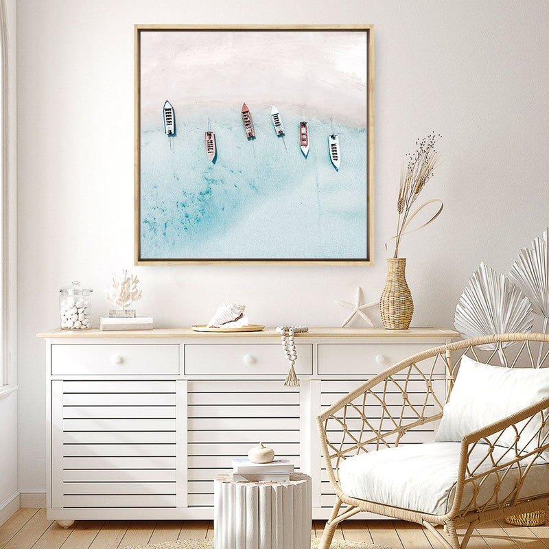 Shop Boats From Above (Square) Photo Canvas a coastal themed photography framed stretched canvas print from The Print Emporium wall artwork collection - Buy Australian made prints for the home and your interior decor space, TPE-794-CA-40X40-NF
