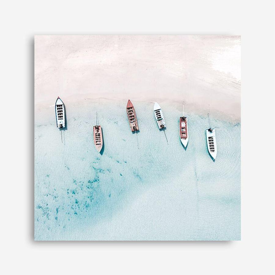 Shop Boats From Above (Square) Photo Canvas a coastal themed photography framed stretched canvas print from The Print Emporium wall artwork collection - Buy Australian made prints for the home and your interior decor space, TPE-794-CA-40X40-NF