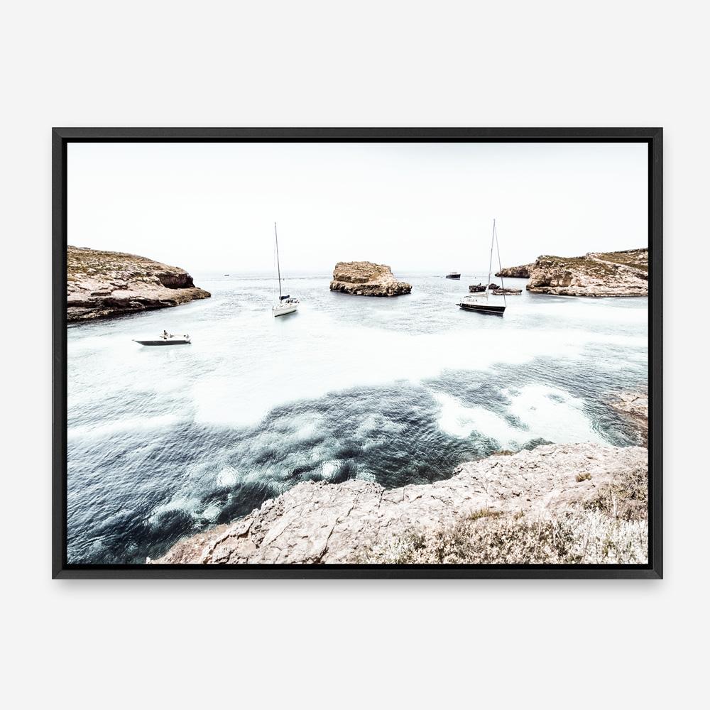 Shop Boats In The Bay Photo Canvas Print a coastal themed photography framed stretched canvas print from The Print Emporium wall artwork collection - Buy Australian made prints for the home and your interior decor space, TPE-1070-CA-35X46-NF