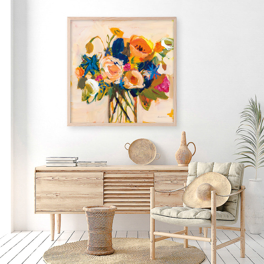 Shop Boho Blooms (Square) Art Print a floral themed painted wall art print from The Print Emporium wall artwork collection - Buy Australian made fine art painting style poster and framed prints for the home and your interior decor room