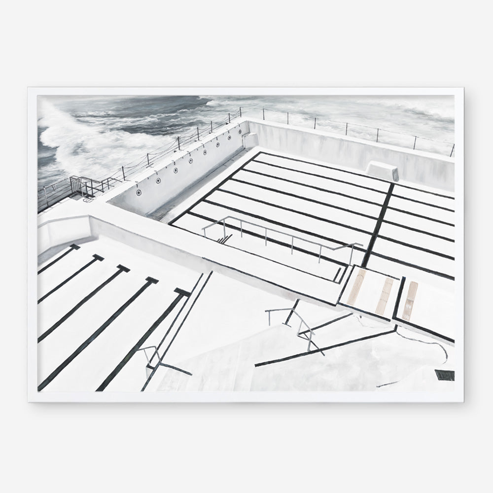 Shop Bondi Icebergs Pool Art Print a coastal themed painted wall art print from The Print Emporium wall artwork collection - Buy Australian made fine art painting style poster and framed prints for the home and your interior decor room, TPE-332-AP