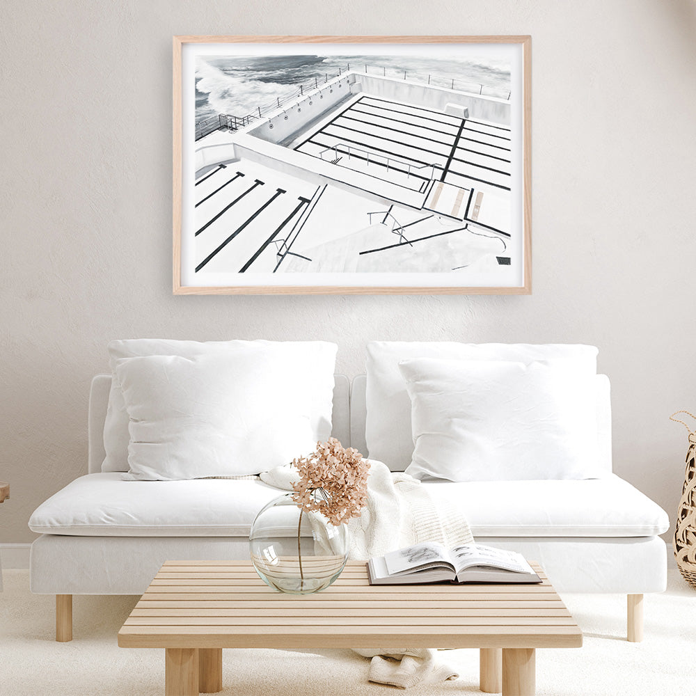 Shop Bondi Icebergs Pool Art Print a coastal themed painted wall art print from The Print Emporium wall artwork collection - Buy Australian made fine art painting style poster and framed prints for the home and your interior decor room, TPE-332-AP