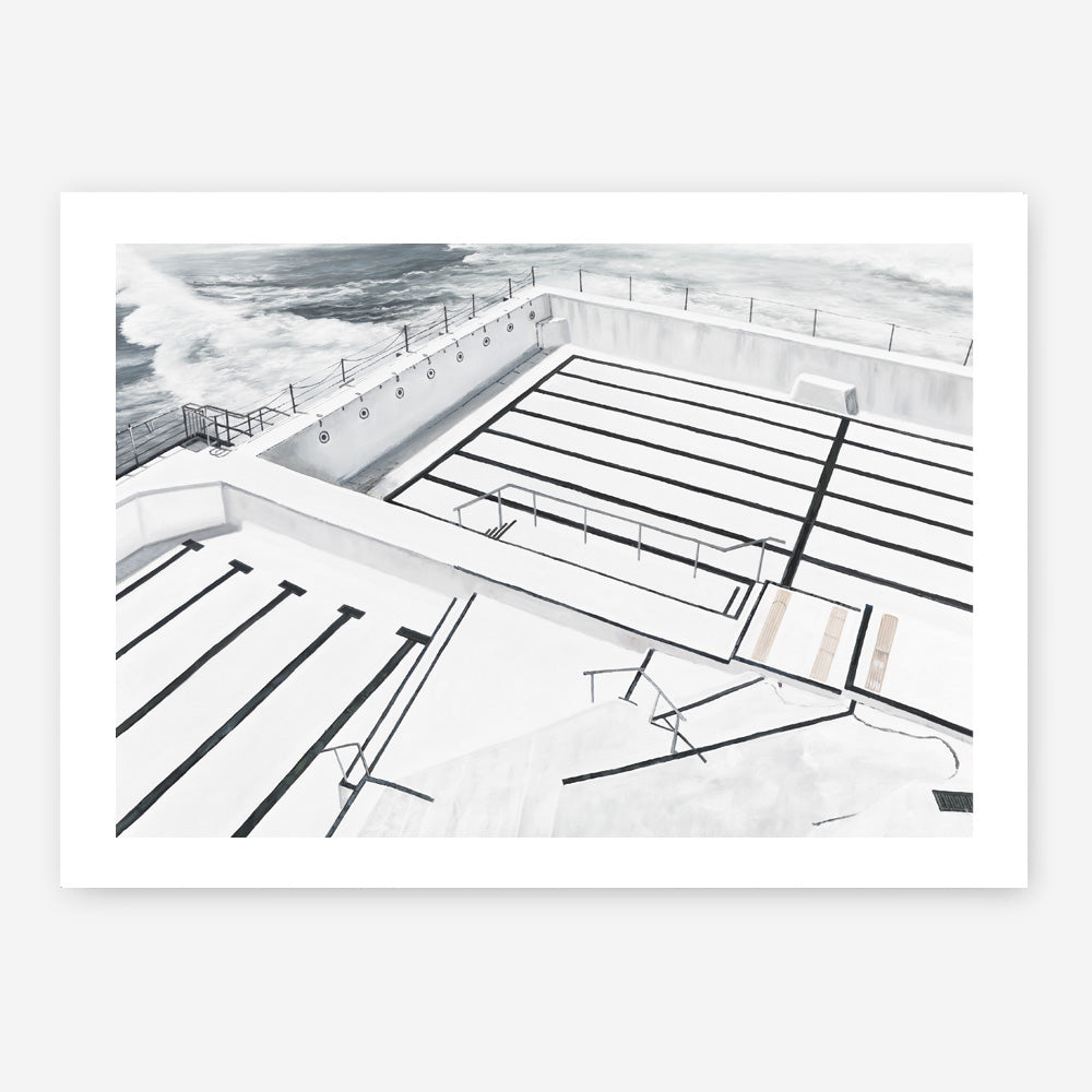 Shop Bondi Icebergs Pool Art Print a coastal themed painted wall art print from The Print Emporium wall artwork collection - Buy Australian made fine art painting style poster and framed prints for the home and your interior decor room, TPE-332-AP