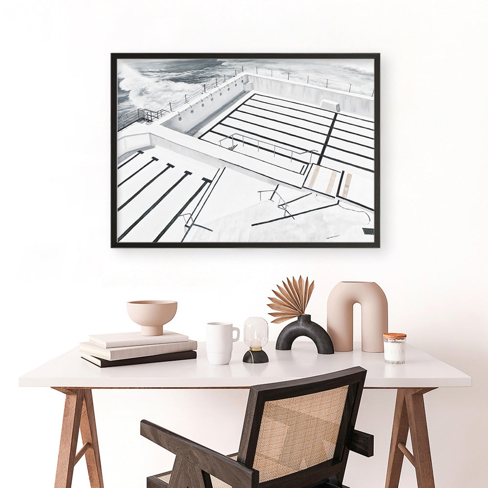 Shop Bondi Icebergs Pool Art Print a coastal themed painted wall art print from The Print Emporium wall artwork collection - Buy Australian made fine art painting style poster and framed prints for the home and your interior decor room, TPE-332-AP