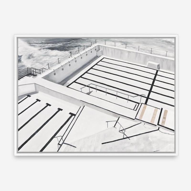 Shop Bondi Icebergs Pool Canvas Print a coastal themed painted framed canvas wall art print from The Print Emporium artwork collection - Buy Australian made fine art painting style stretched canvas prints for the home and your interior decor space, TPE-332-CA-35X46-NF