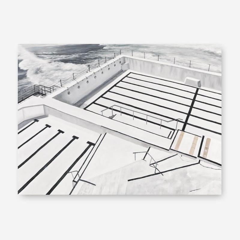 Shop Bondi Icebergs Pool Canvas Print a coastal themed painted framed canvas wall art print from The Print Emporium artwork collection - Buy Australian made fine art painting style stretched canvas prints for the home and your interior decor space, TPE-332-CA-35X46-NF