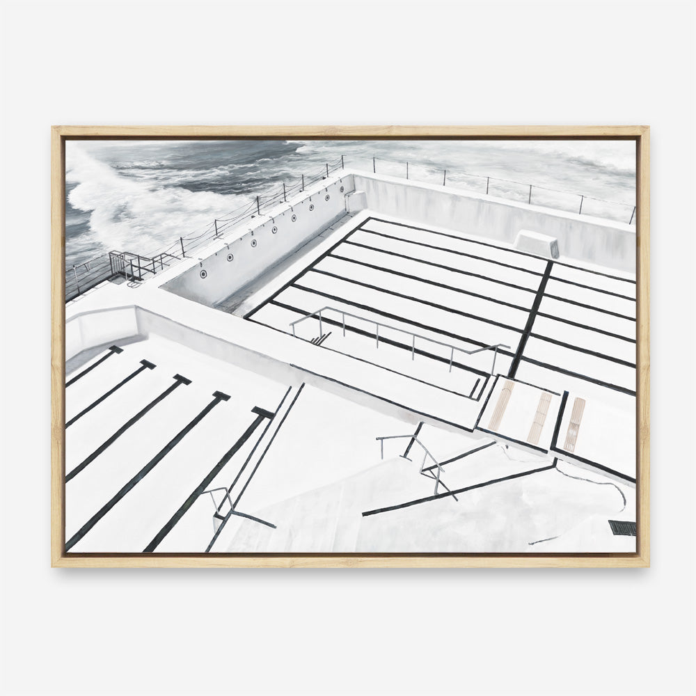 Shop Bondi Icebergs Pool Canvas Print a coastal themed painted framed canvas wall art print from The Print Emporium artwork collection - Buy Australian made fine art painting style stretched canvas prints for the home and your interior decor space, TPE-332-CA-35X46-NF