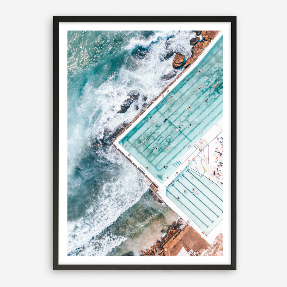 Shop Bondi Pool Aerial I Photo Art Print a coastal themed photography wall art print from The Print Emporium wall artwork collection - Buy Australian made fine art poster and framed prints for the home and your interior decor, TPE-1260-AP