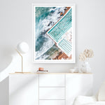 Shop Bondi Pool Aerial I Photo Art Print a coastal themed photography wall art print from The Print Emporium wall artwork collection - Buy Australian made fine art poster and framed prints for the home and your interior decor, TPE-1260-AP