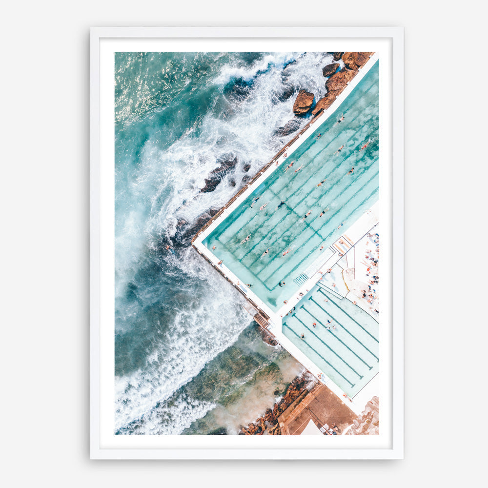 Shop Bondi Pool Aerial I Photo Art Print a coastal themed photography wall art print from The Print Emporium wall artwork collection - Buy Australian made fine art poster and framed prints for the home and your interior decor, TPE-1260-AP
