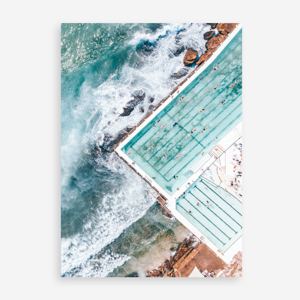 Shop Bondi Pool Aerial I Photo Art Print a coastal themed photography wall art print from The Print Emporium wall artwork collection - Buy Australian made fine art poster and framed prints for the home and your interior decor, TPE-1260-AP