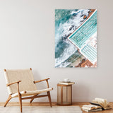Shop Bondi Pool Aerial I Photo Canvas Print a coastal themed photography framed stretched canvas print from The Print Emporium wall artwork collection - Buy Australian made prints for the home and your interior decor space, TPE-1260-CA-35X46-NF