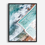 Shop Bondi Pool Aerial I Photo Canvas Print a coastal themed photography framed stretched canvas print from The Print Emporium wall artwork collection - Buy Australian made prints for the home and your interior decor space, TPE-1260-CA-35X46-NF