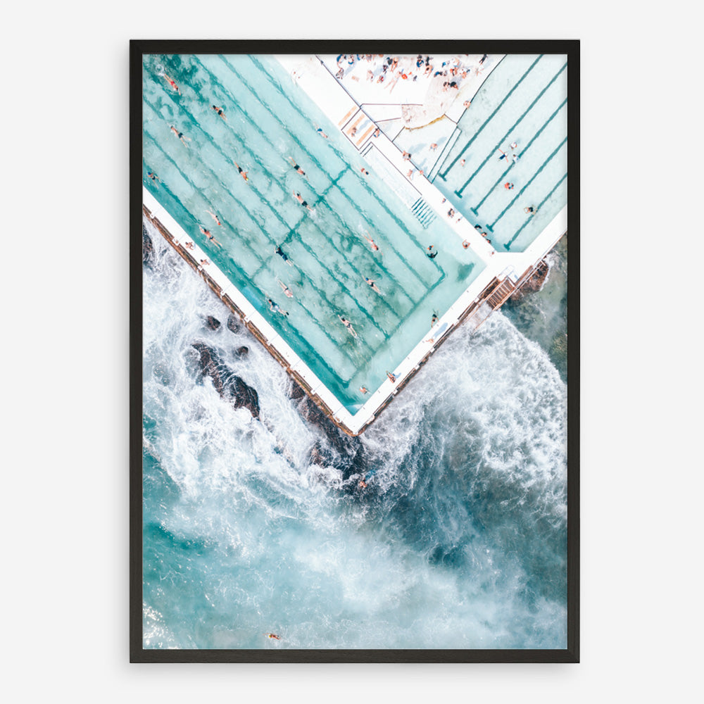 Shop Bondi Pool Aerial II Photo Art Print a coastal themed photography wall art print from The Print Emporium wall artwork collection - Buy Australian made fine art poster and framed prints for the home and your interior decor, TPE-1262-AP