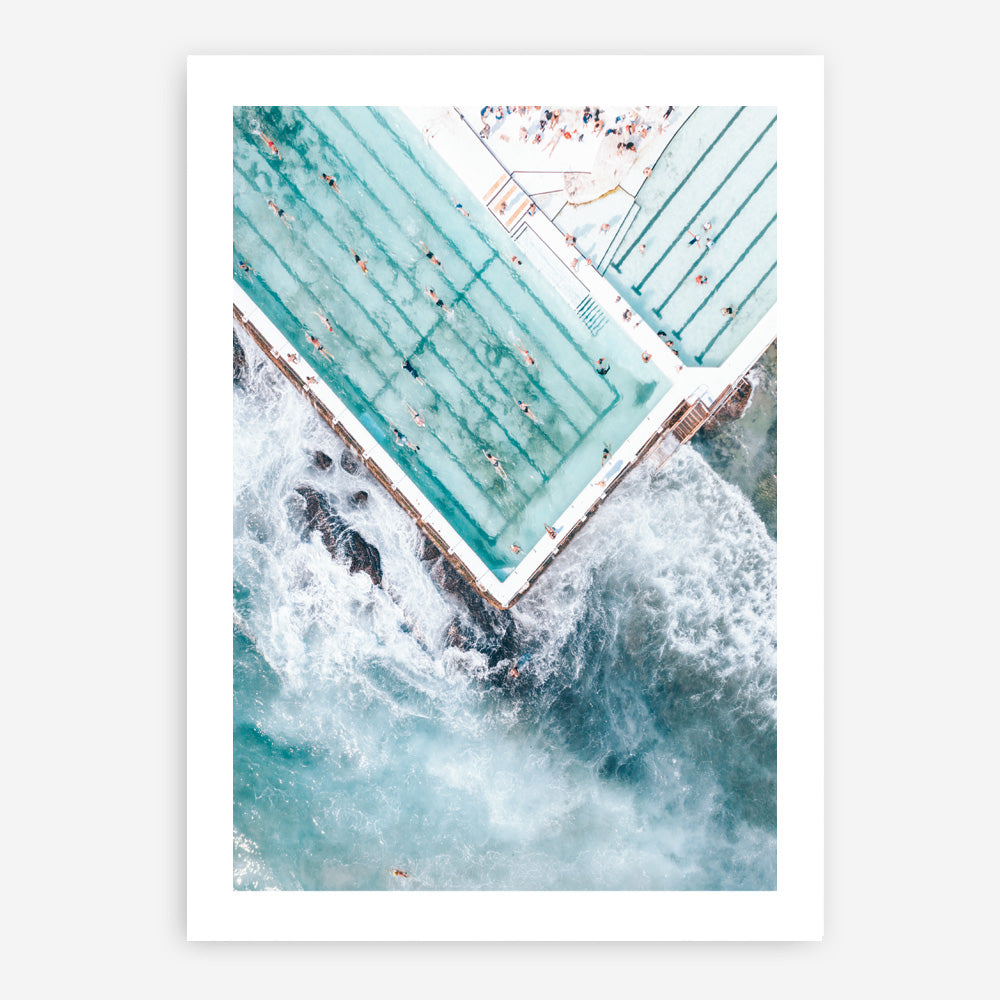 Shop Bondi Pool Aerial II Photo Art Print a coastal themed photography wall art print from The Print Emporium wall artwork collection - Buy Australian made fine art poster and framed prints for the home and your interior decor, TPE-1262-AP